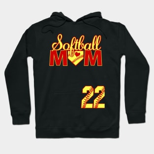 Softball Mom #22 Softball Jersey Favorite Player Biggest Fan Heart Hoodie